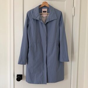 Part Two Copenhagen Blue Lightweight Zip Front Trench Coat Size 38 Scandi Office